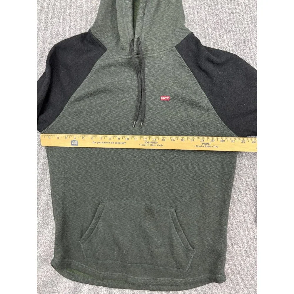 Levis Hoodie Mens Medium Pullover Sweatshirt Kangaroo Pocket Two Tone Green Blac